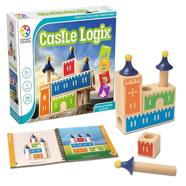 Smart Games - Castle Logix | Juegos Educativos Niños 3 Años O Más | Rompecabezas Niños Con 48 Desafíos | Puzzles Infantiles 3 Años O Más | Juegos infantiles