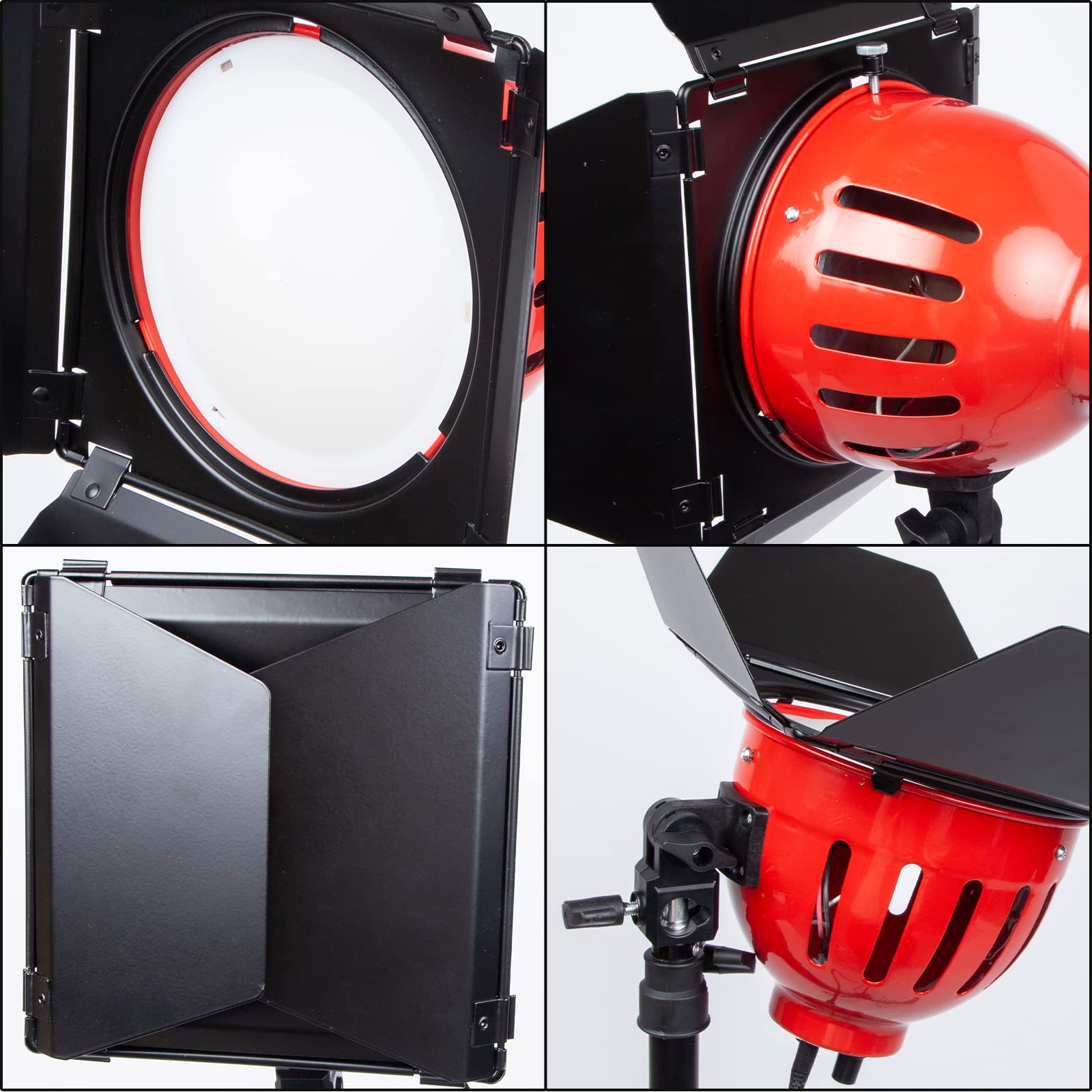 Lumière Vidéo LED Dimmable Bi-Couleur Eclairage Continu 3200K 50W Redhead Spotlight avec Barndoor et Télécommande, pour Studio, Youtube Outdoor Video