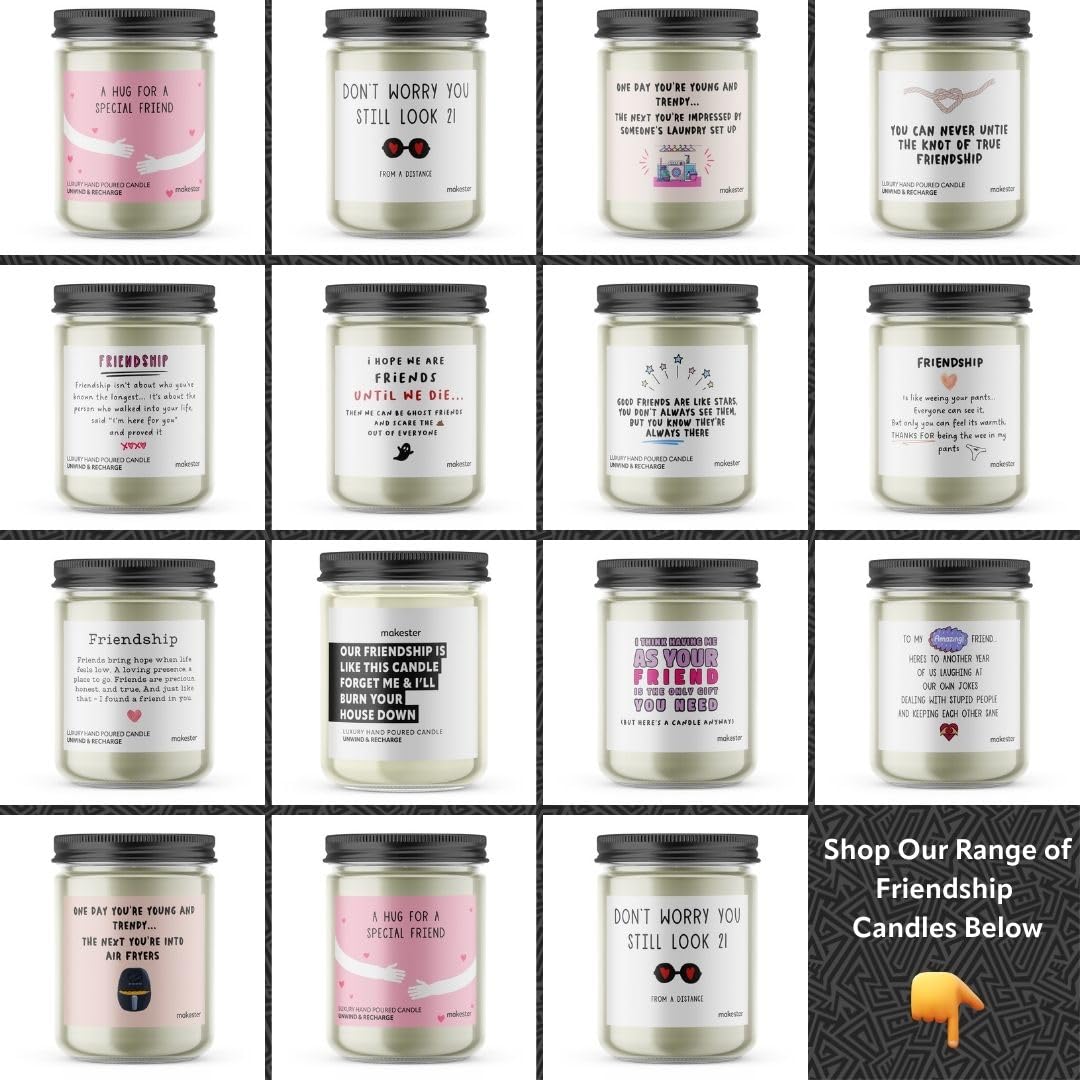 Sentimental Friendship Gifts - Luxury Soy Wax Candle - Vanilla, Jasmine, Sugared Almond - Makester, White - Image 3