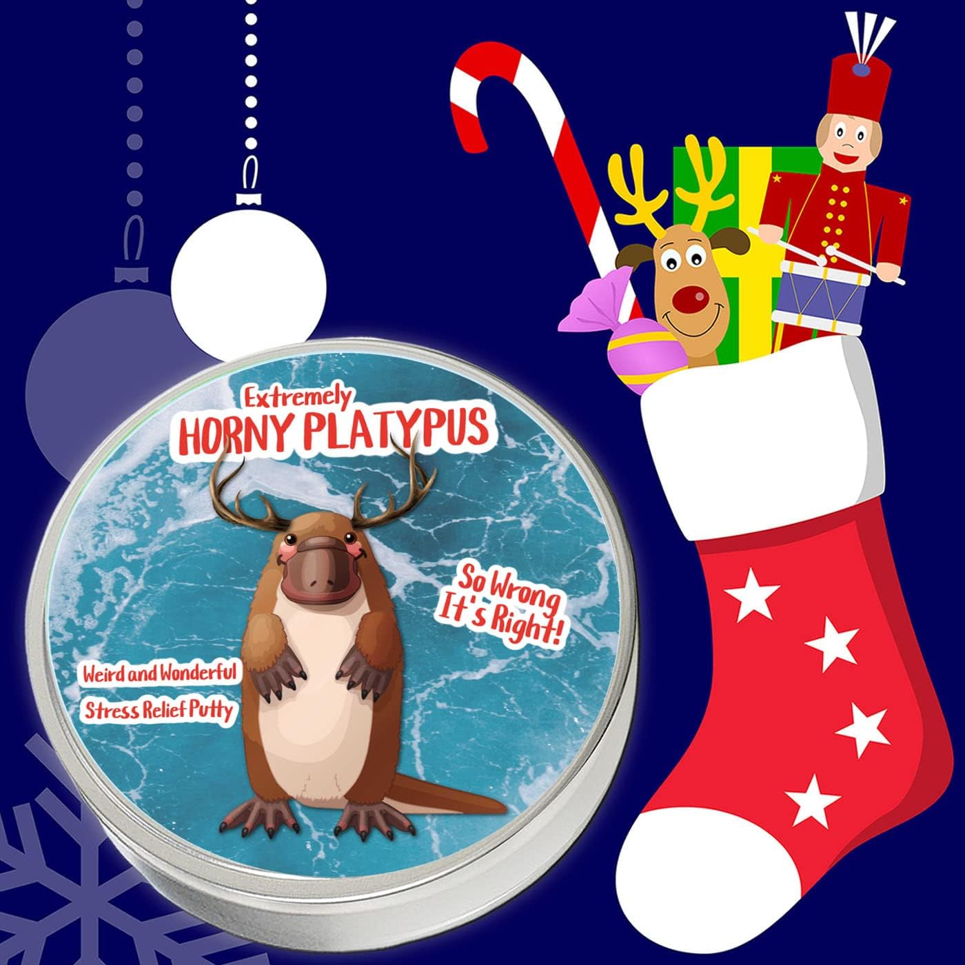 Horny Platypus Stress Relief Putty - Weird Adult Fidget Toy for Men and Women - Dirty Santa Gifts for Friends - Funny Platypus Gift for Animal Lovers, Red