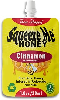 Squeeze Me Honey - On the Go Healthy Honey Snack - No Mess Resealable Pouch for Exercise, Running, Camping, Travel - Great Snack for Kids, Teens, & Adults - 1 oz Packets, 10 Pack (Cinnamon)