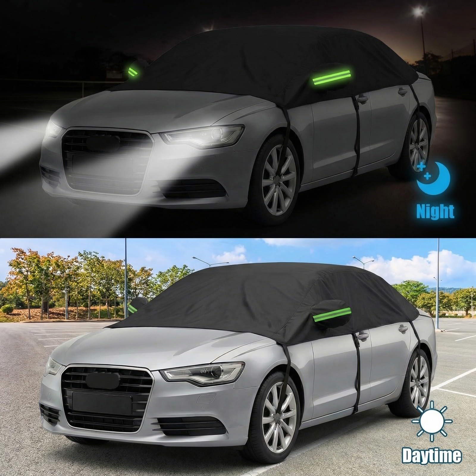 420D Autoabdeckung Wasserdicht Outdoor Halbgarage für BMW 3 Series 330Ci E46,Allwetterschutz Autoplane Abdeckplane Auto Winter Sommer, Autogarage Abdeckung(Schwarz)
