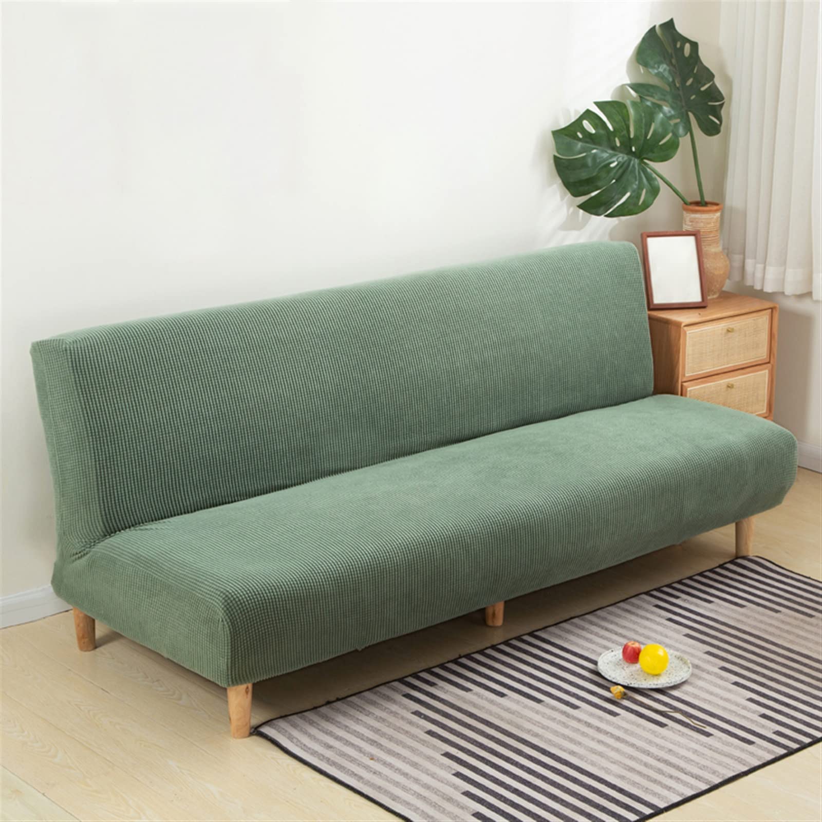Sofaüberzüge, Schlafsofaüberzüge, elastische, armlose Sofaüberzüge, Stretch-Dicke elastische Sofaüberzüge für das Wohnzimmer (Farbe: Weinrot, Größe: L (190-210 cm))