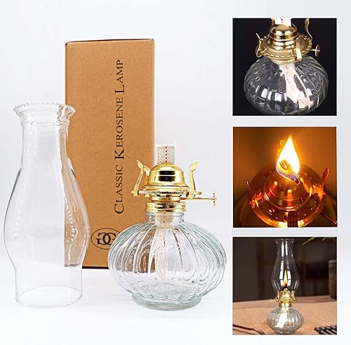 Miniatura 9 de Lámpara de aceite grande para uso en interiores, lámpara rústica de queroseno con 2 mechas y 1 pinzas, linterna de huracán de vidrio para