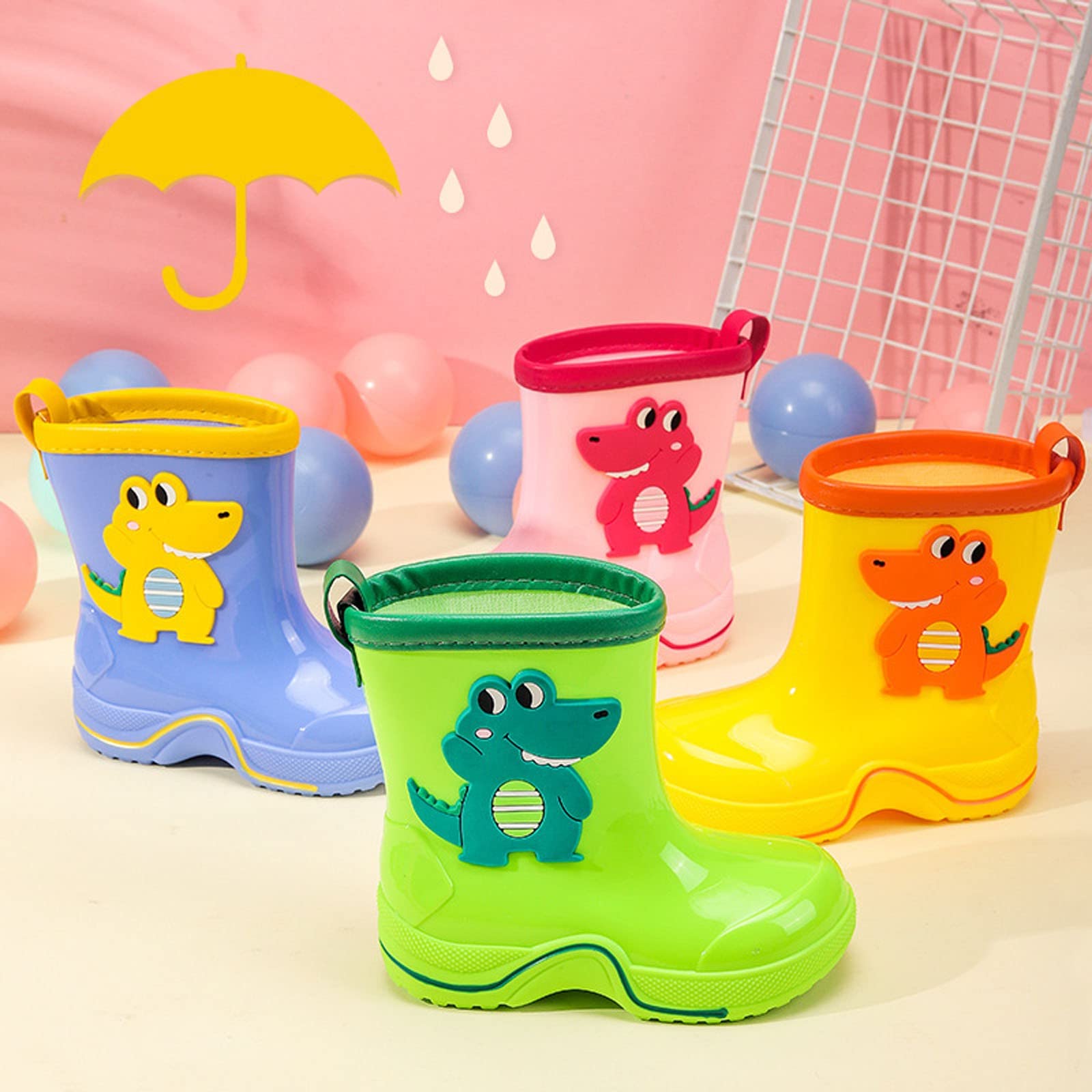 Botas de agua para niños, botas de lluvia para niñas, lindas botas de dibujos animados, botas de lluvia, botines impermeables, antideslizantes, botas de lluvia para niños, unisex, botas para