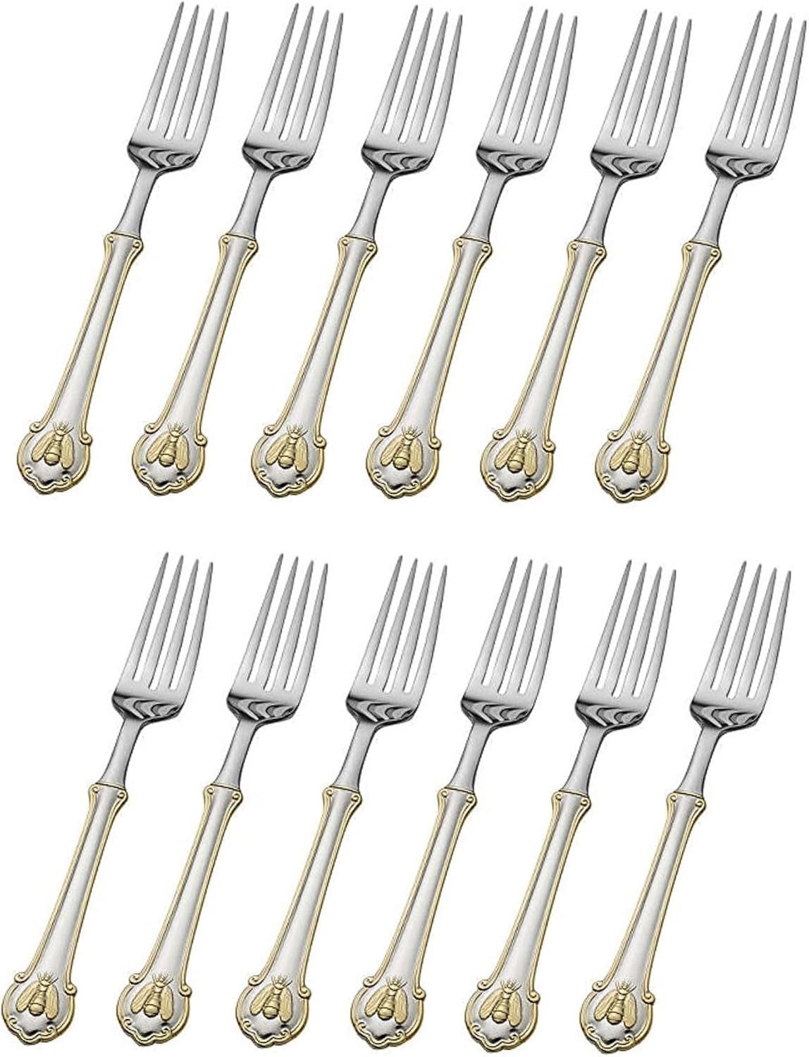 Wallace Napoleon Bee Gold Accent 18/10 Stainless Dinner Fork (Set of Twelve)