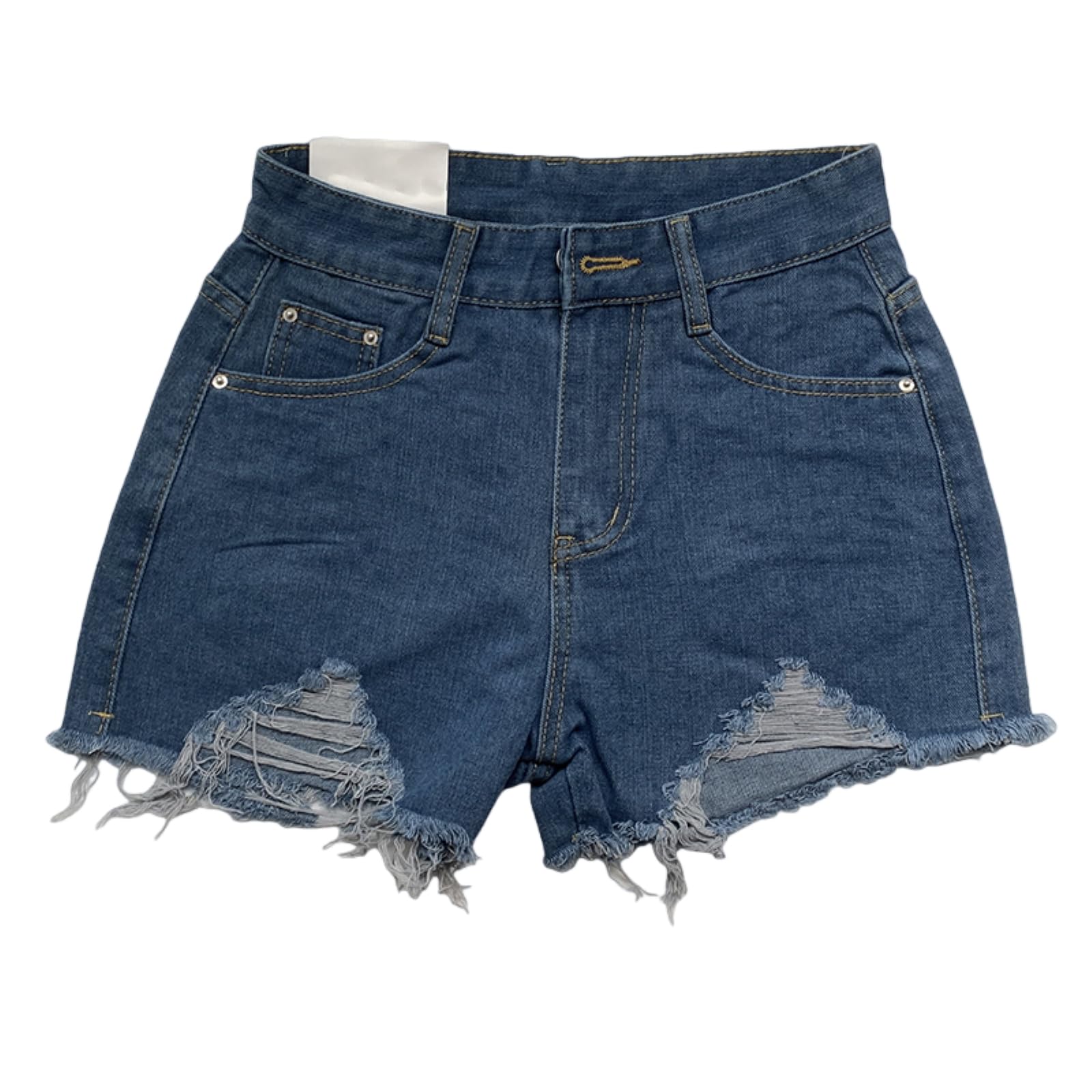 Short Jeans Femme Femmes Blanc Haute Taille Denim Shorts Distressed Frayed Pocket Été Casual Mini Shorts-Black-XXL