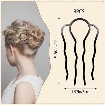 8 Pcs, Metal Hair Side Combs Set, Black