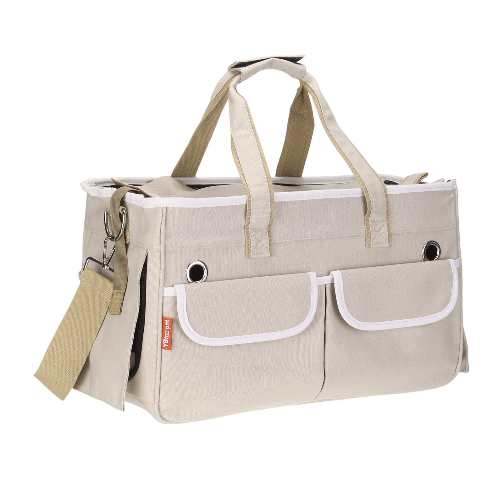 QUARKZMAN Transportador para Gatos para Mascotas, Cubierta Enrollable, Transportador para Perros Transpirable Bolsa De Viaje para Mascotas hasta 16.5 Lbs (Caqui),