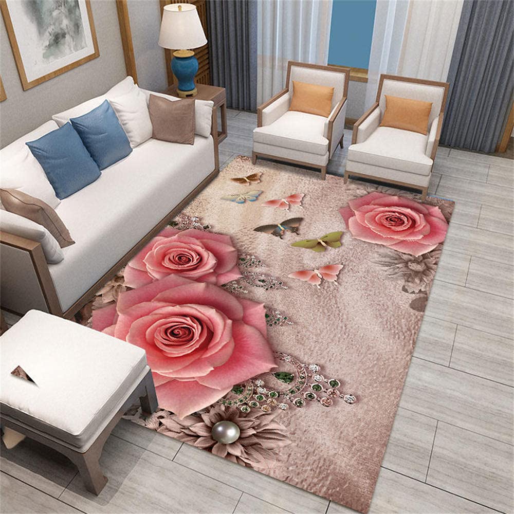 Tapis de salon moderne rose papillon tapis chambre enfant
