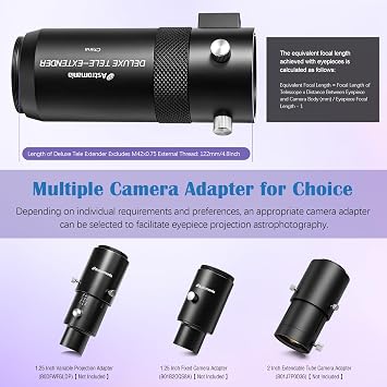 Astromania Telescope Camera Adapter, Tele Extender for Astronomy Telescopes