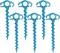 Vista 21 de Estacas de Anclaje para Tienda de Campaña Atornillables, Paquete de 6 Estacas de Arena para Playa de 9.4 Pulgadas, Clavijas Espirales Resistentes