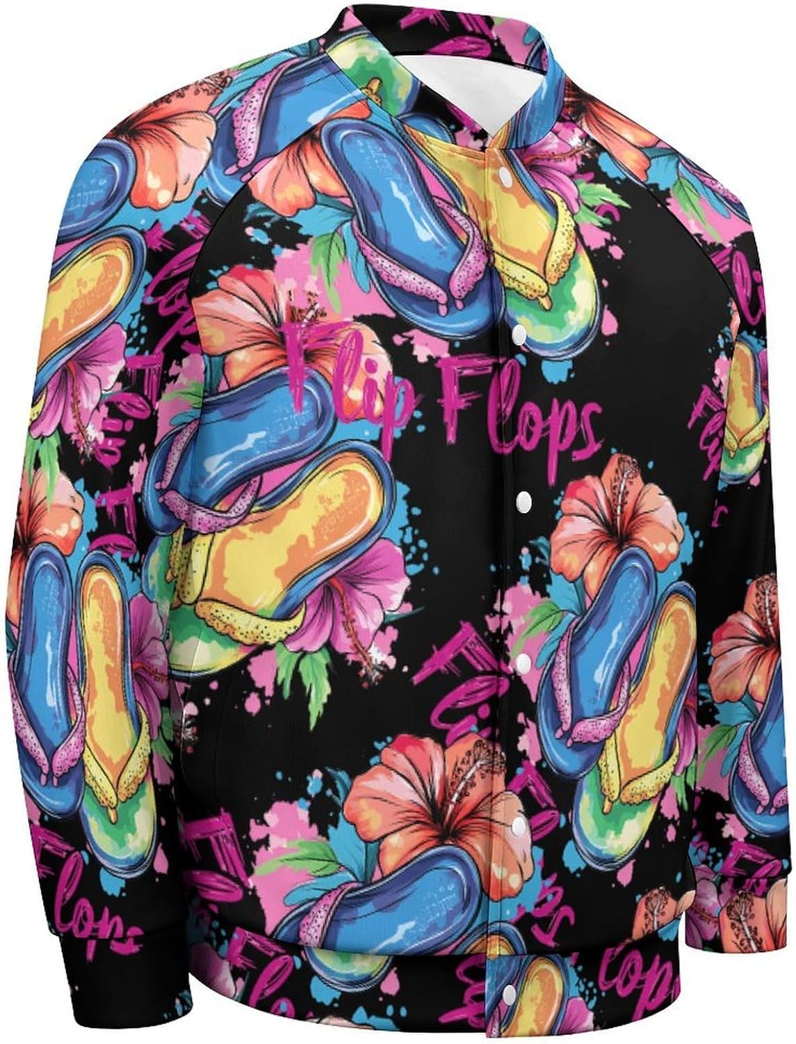 Flip Flops Flowers Baseball Jacket Casual Sportswear Bomber Jacket Coat for Men Women