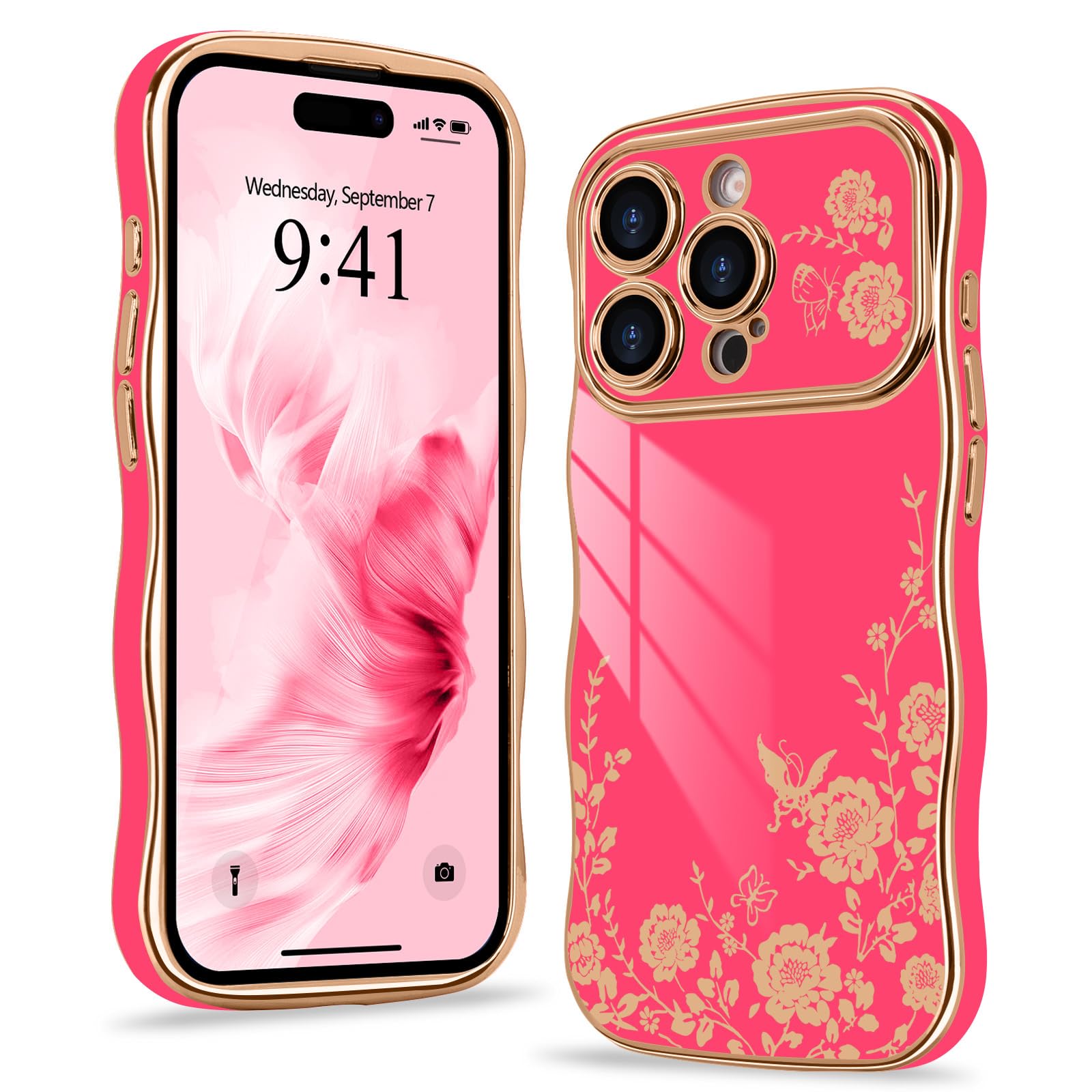 Wirvyuer Kompatibel mit iPhone 13 Pro Max Hülle Blumenmuster
