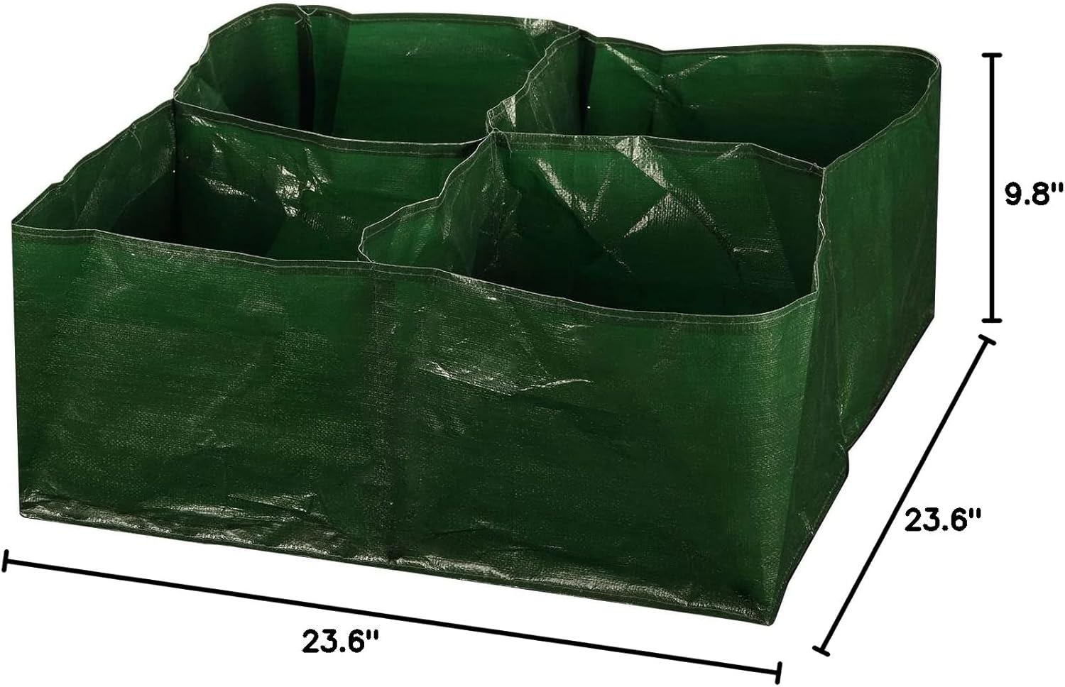 iPower PE Garden Planting Bed 23-Gallon Heavy Duty Plastic Raised Plant Grow Bag with 4 Partition Grids Potato Tomato Square Planter Pots Containers, for Vegetables, Fruits, Flowers, Herbs