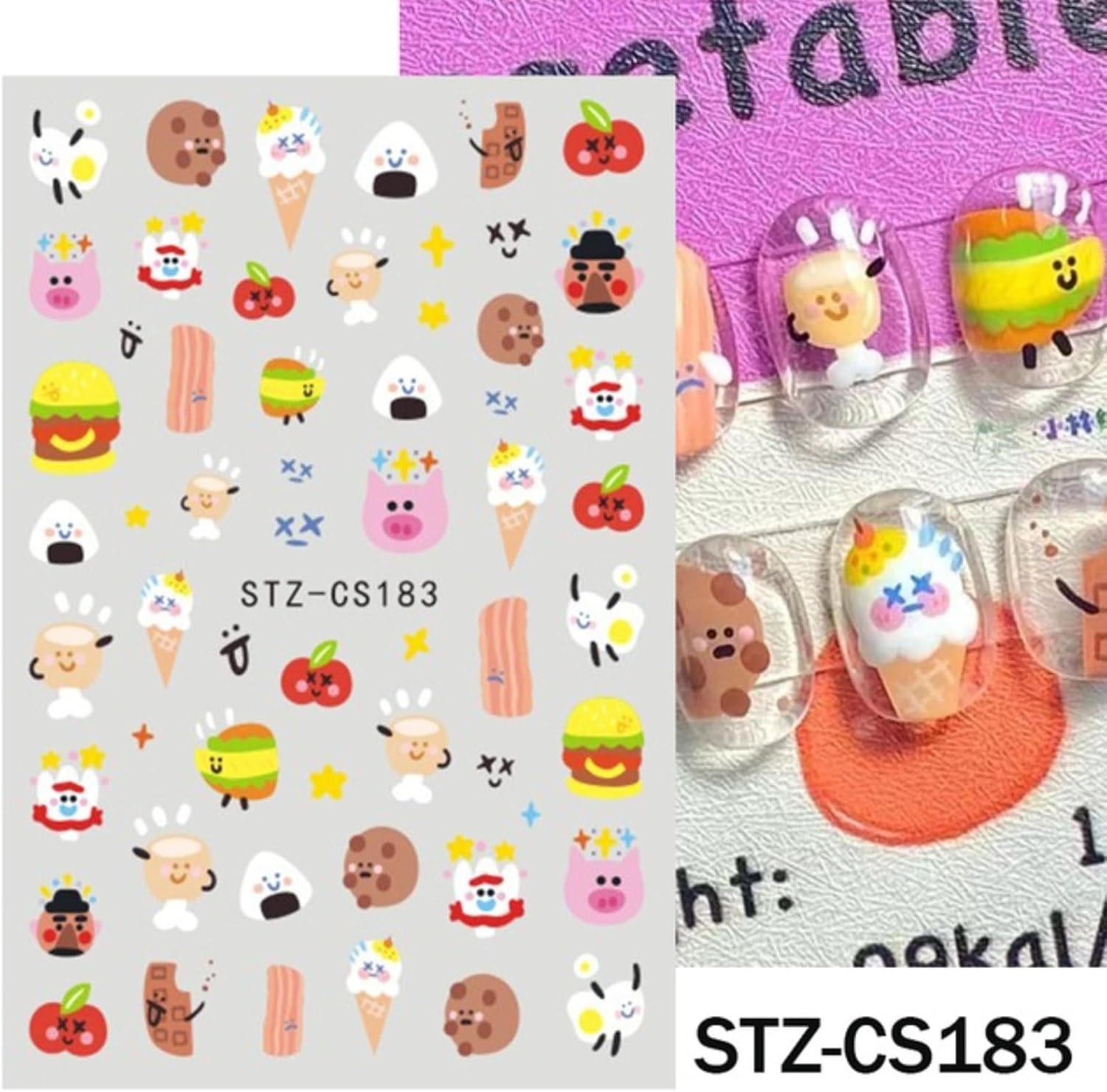 6 Sheets Cute Cartoon Nail Art Stickers Decals Colorful Dinosaur Hearts Nail Decals Kawaii 3D Self-Adhesive Nail Design Manicure Sliders Dinosaur Nail Art Supplies for Women DIY Nail Decorations