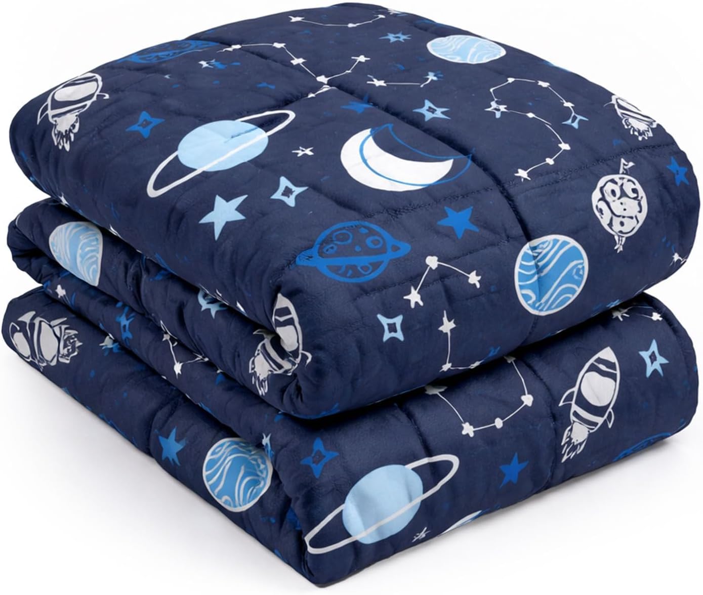 Weighted Blanket Teddy Fleece 3kg Space Navy, Perfect for Gifting Therapy Autism Insomnia Anxiety Relief for Adults, Single - 100 x 150cm - (Disclaimer:Only Suitable for Age 3+Years)