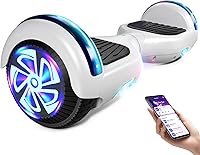 CBDUS Self Balancing Hoverboard with Bluetooth Speakers, Colorful LED Lights, 6.5" Wheels, Dual 300W Motors for Kids & Adults