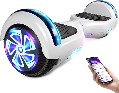 Scooter con luces LED Bluetooth Corlorful, ruedas de 6.5 pulgadas, scooter de motor dual de 300 W para niños, niñas, niños y adultos, todas las