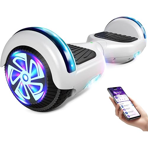 Scooter with Bluetooth Corlorful LED Lights, 6.5" Wheels, Dual 300W Motor Scooter for Kids Girls Boys Adults, All Ages