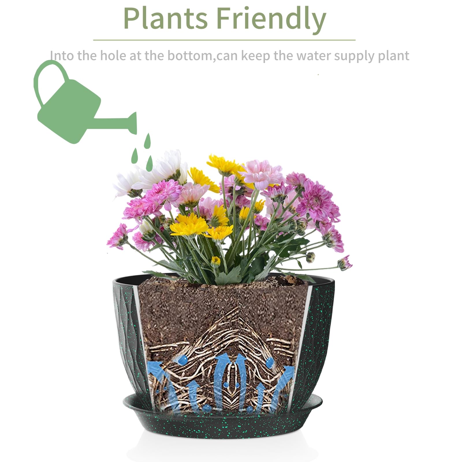 Snapklik.com : SQKH 12 Inch Plant Pots, Large Flower Pots For Indoor ...