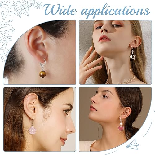 Miniatura 61 de SUNNYCLUE 1 caja de 80 ganchos para aretes chapados en oro real de 18 quilates, de acero inoxidable con cierre de palanca, aros de palanca para 80