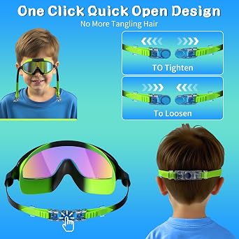 2 Pack Swim Goggles for Kids, No Leak Anti-Fog Anti-UV Swimming Goggles for Boys Girls Children 4-14