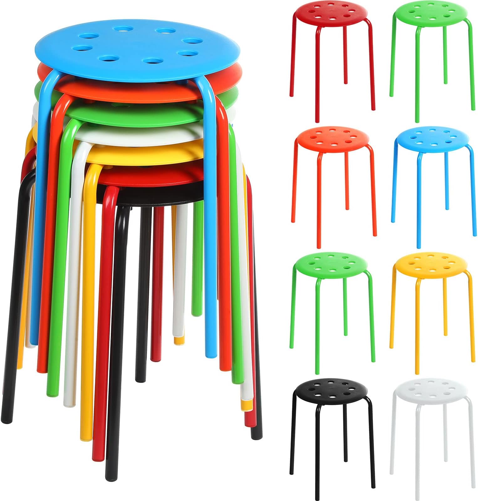 Yaheetech 17.3in Plastic Stack Nesting Stools Portable