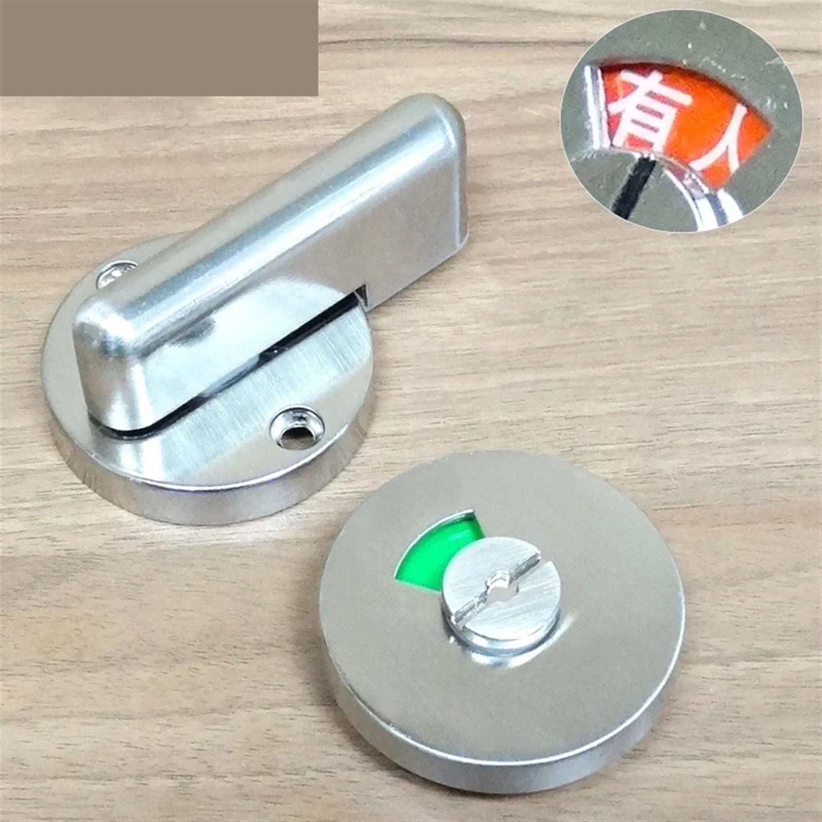 Serrure de porte avec poignée de toilette en acier inoxydable et voyant public