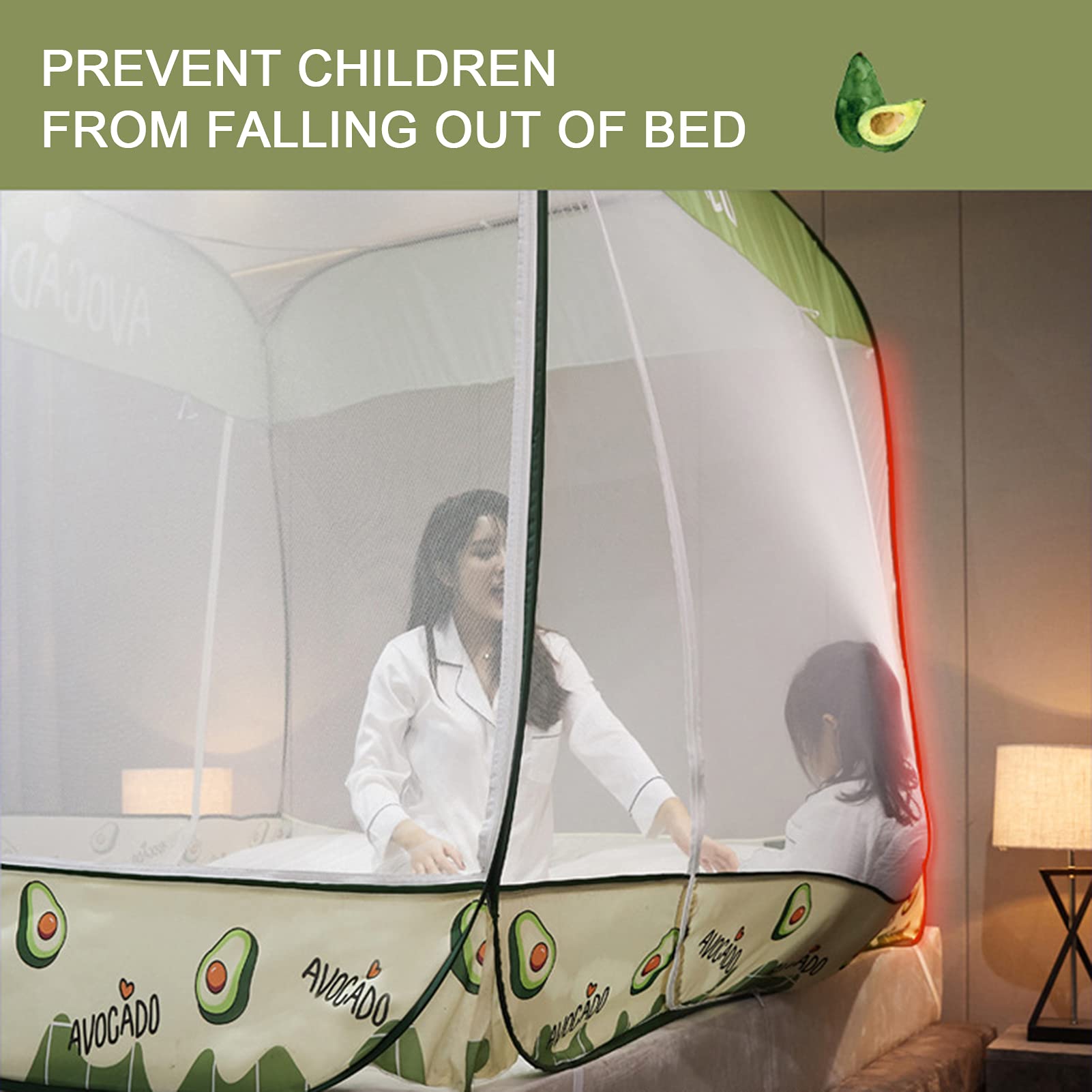 Mosquiteras, mosquitera emergente para Cama, Tienda de campaña portátil, Red de cúpula de yurta mongola Plegable de 3 Puertas para Viajes al Aire Libre, bebés, niños y Adultos, Ver