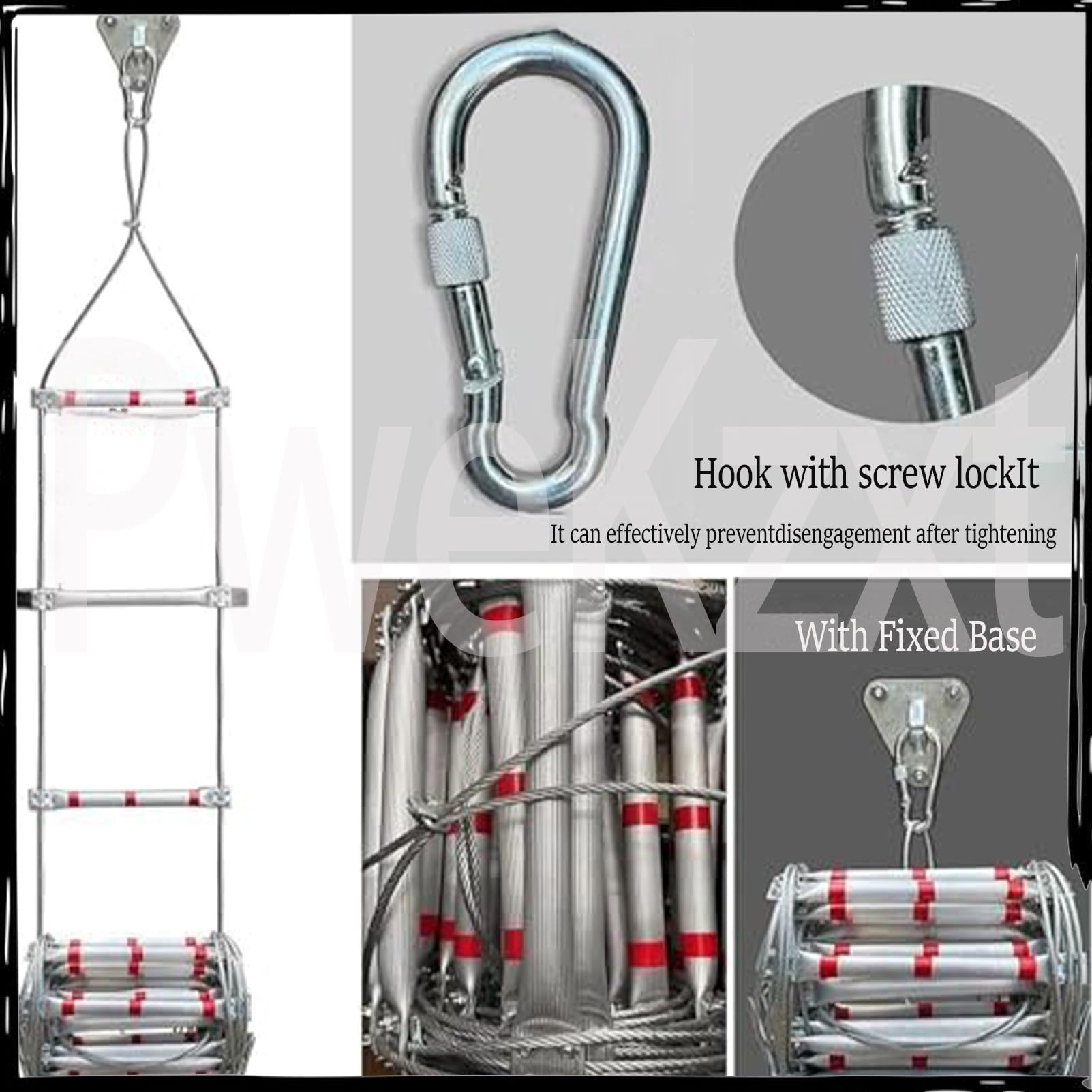 Escalera De Emergencia contra Incendios, Escalera Flexible De Metal con Cables De Acero, Capacidad De 800 Kg, Escalera De Cuerda PortáTil para Emergencias 30m