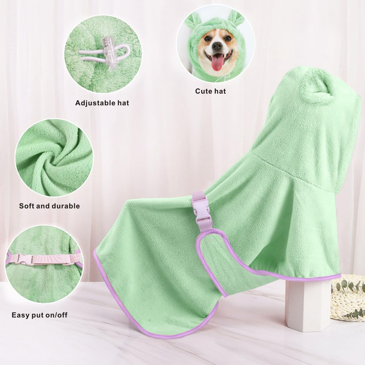 Accappatoio per Cani in Microfibra - Asciugamano Morbido e Assorbente per Animali - Cappotto da Bagno per Cane