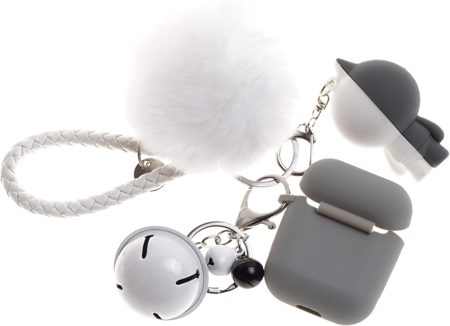 Bangtan Boys Airpod Case with Cute Fur Ball Keychain/Strap (Army Grey)