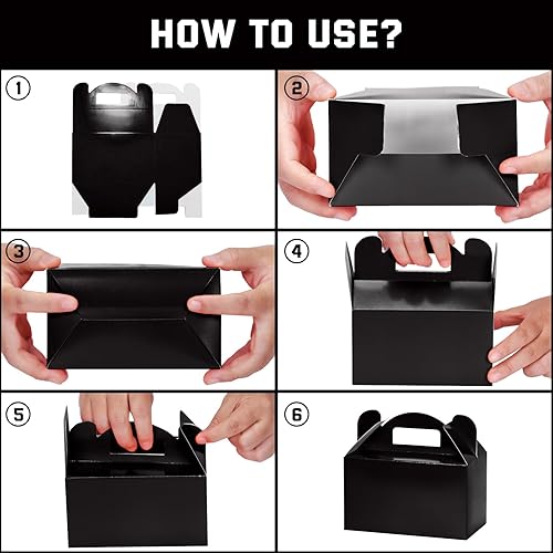 Miniatura 4 de MOORAY Paquete de 30 cajas de golosinas, cajas de dulces, cajas de regalo de fiesta con asas, cajas de regalo de papel para niños, fiesta de