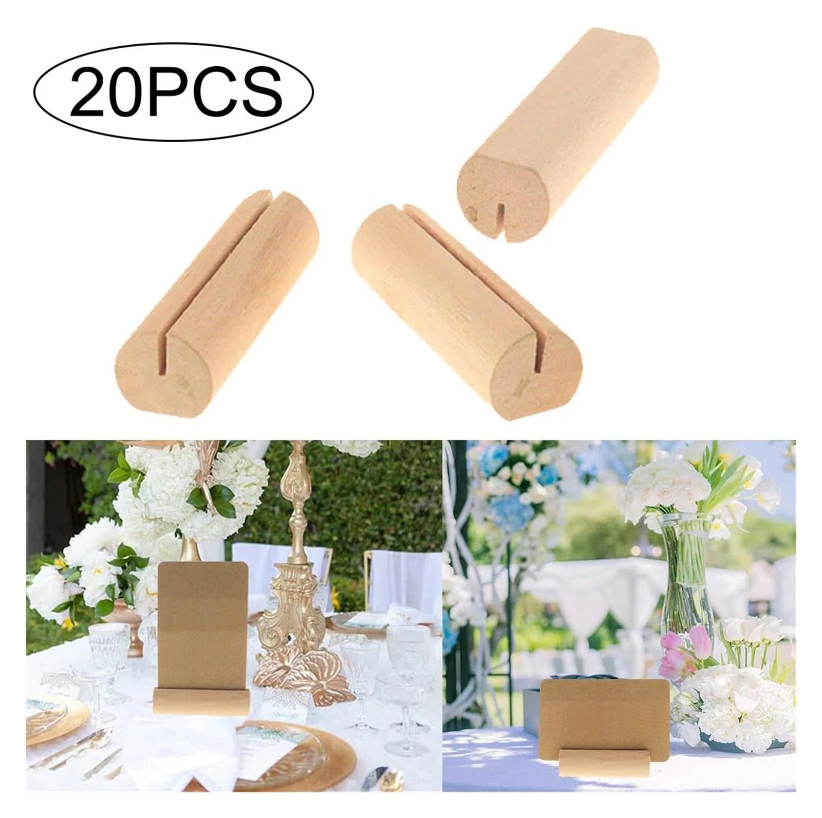 20/40/100PCS Holz Tischkartenhalter Tisch Anzahl Steht Hochzeit Zeichen Rustikalen Nachricht(Wood100pcs)