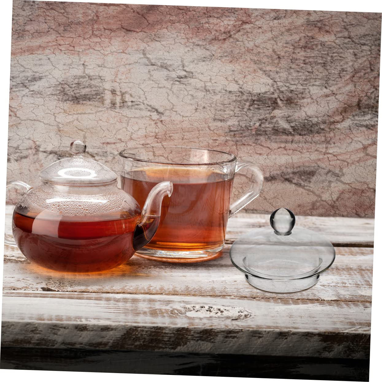 IMIKEYA Tapas para Filtros de Té Suelto de Vidrio, 4 Piezas Redondas para Tetera de 600ml y 1000ml, Eficientes para Aislar Residuos Infusión de Té en Casa