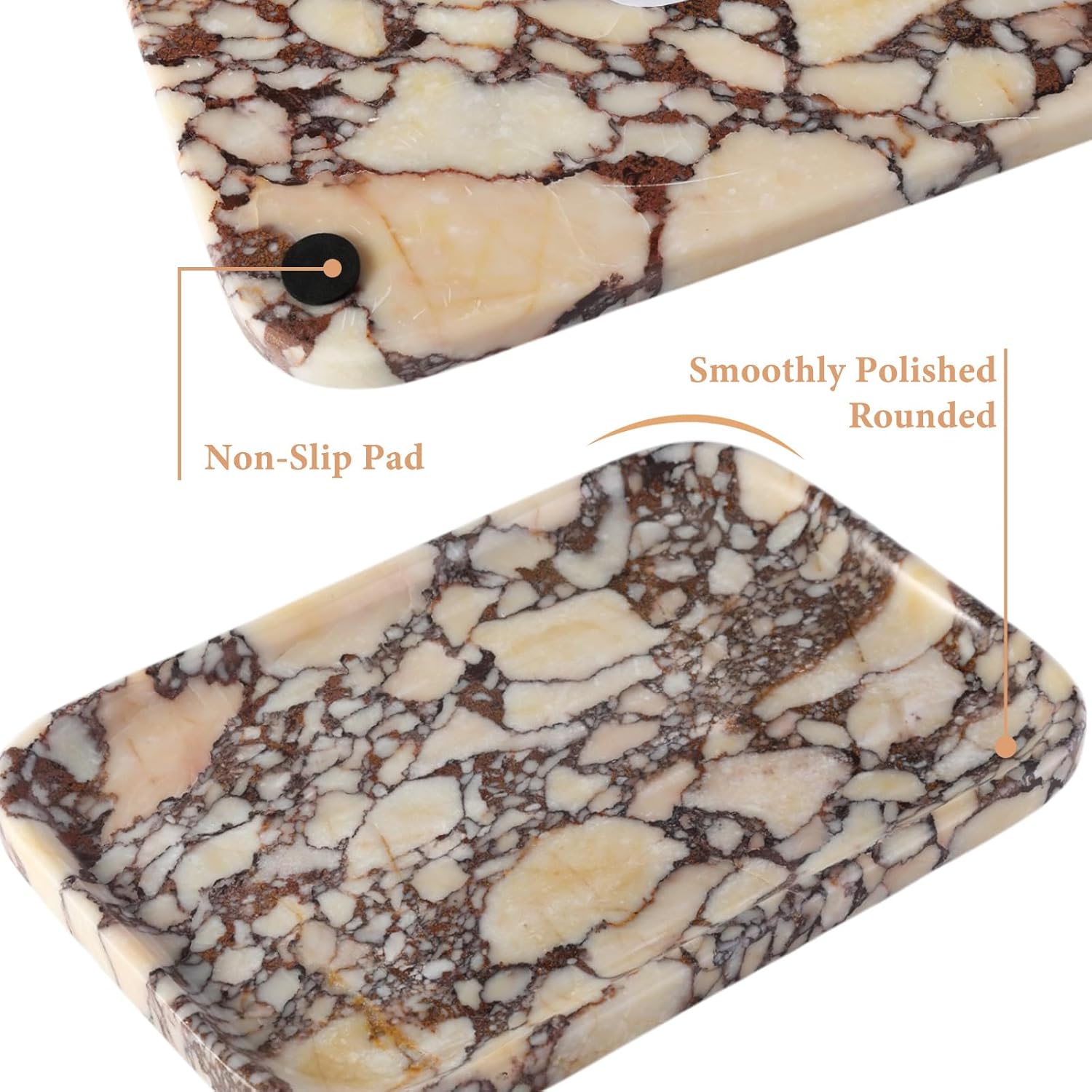 Calacatta Marble Vanity Trays, Marble Bathroom Tray Countertop, Luxury Decorative Dresser Organizer, Purple&White Natural Stone Serving Tray for Kitchen, Perfume, Jewelry Holder Storage - Image 5