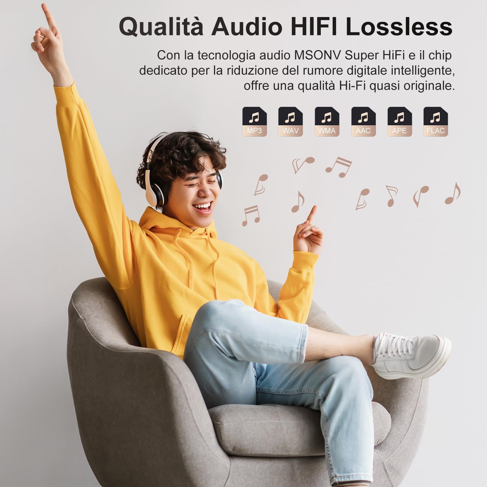MECHEN Lettore MP3 128 GB con Bluetooth 5.3, Audio Duale, Touchscreen da 2,4 pollici, Funzione di Ricerca, Rotella di Scorrimento, Video, Radio FM, Registratore