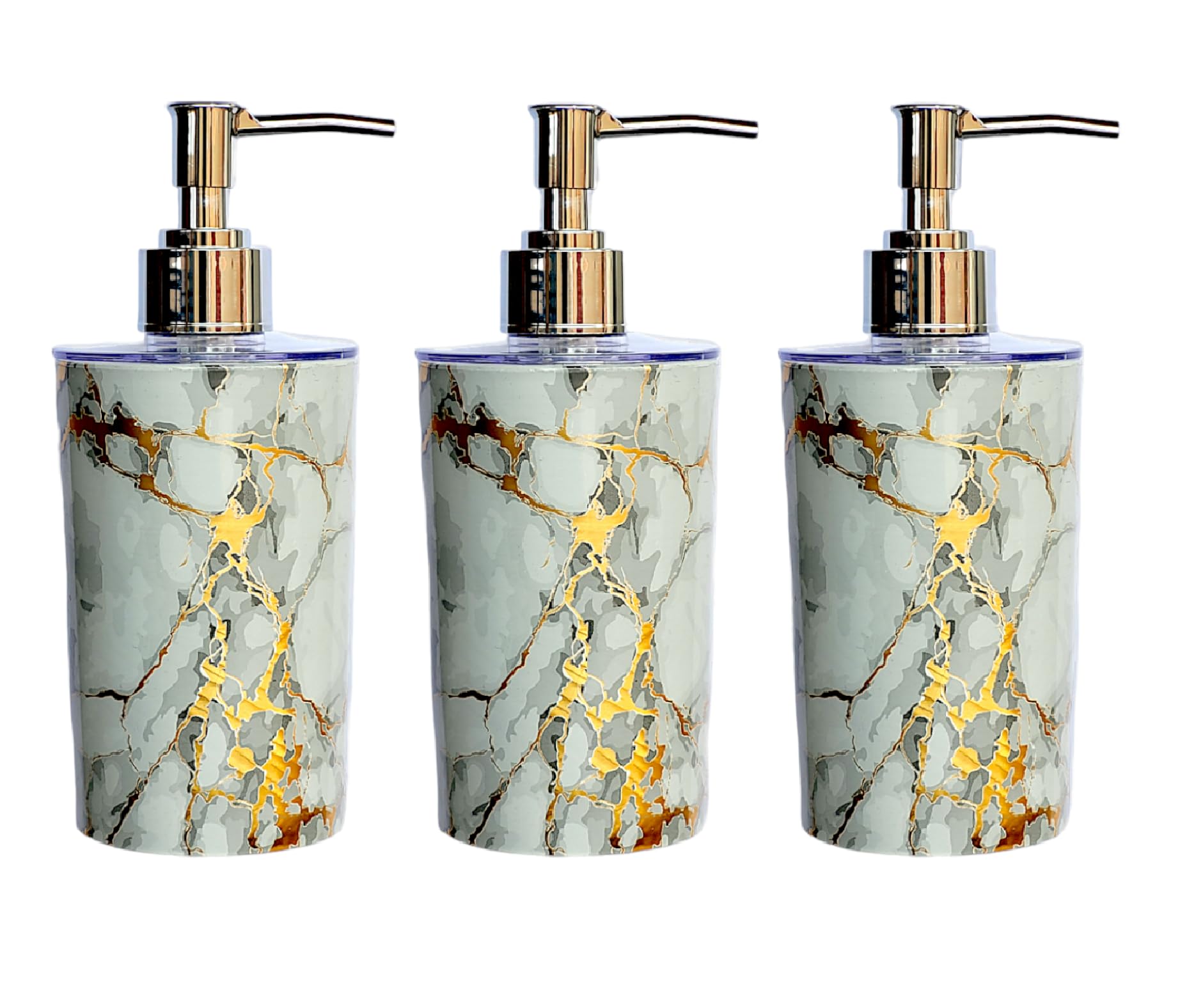 LAGET® Refillable Dispenser Container Liquid Soap Pump Lotion Bottle Plastic with Pumps - 350 ml Each (Pack of 3)