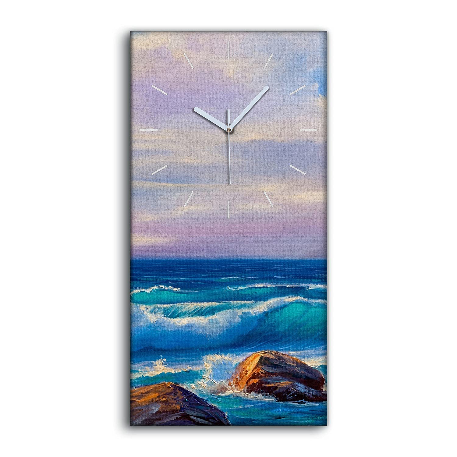 Horloge sur toile ocean sea rock waves nuages pour une chambre zen sans tic tac