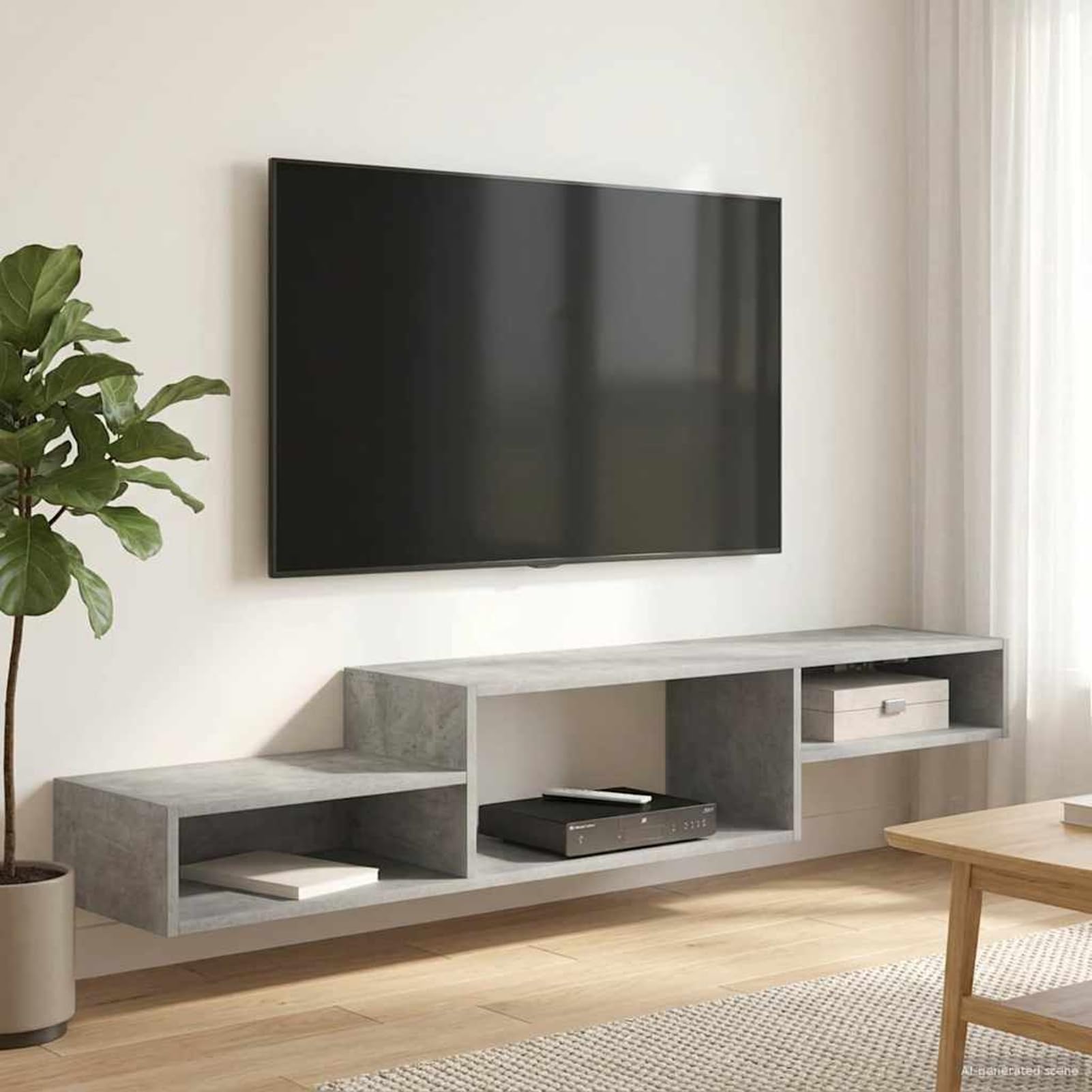 Gecheer Wandmontierter TV-Schrank Wandhalterung Betongrau, Fernsehschrank Fernsehtisch TV-Lowboard für Wohnzimmer Home-Cinema Gamerzimmer8005992