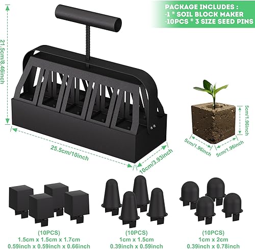 Miniatura 5 de Bloqueador de suelo, fabricante de bloques de suelo de 10 celdas de 2 pulgadas con mango cómodo y 3 tamaños de pasadores de velocidad para