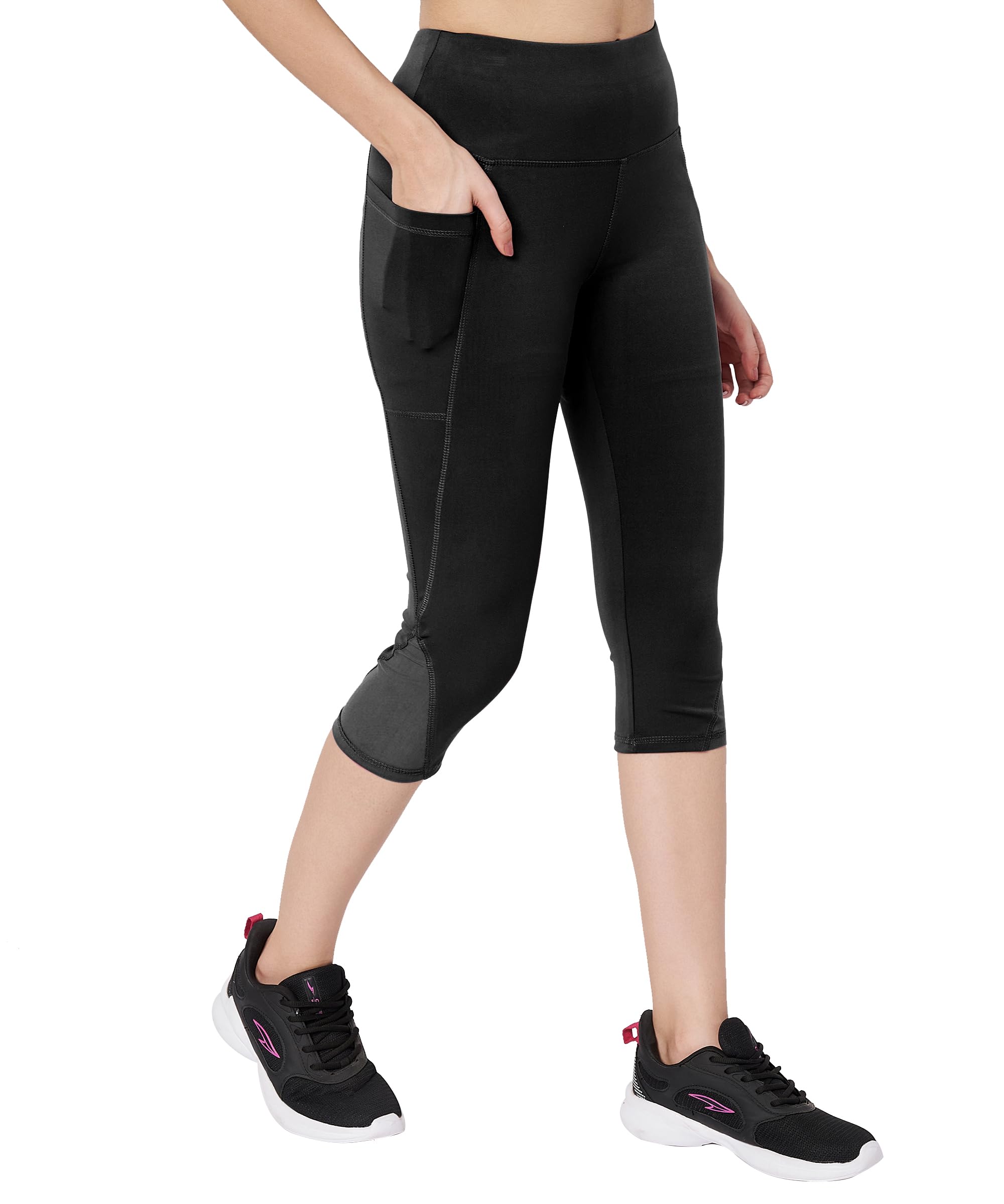 Mehrang High Waist Capri Leggings with Side Pocket – Stretchy, Moisture-Wicking Workout Pants for Women