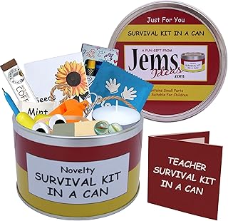 Kit de survie pour professeur dans une boîte Cadeau humoristique fantaisie – Merci/remerciement/anniversaire/Noël/fin d'année/scolaire/assistant pédagogique cadeau et carte tout en un. Personnalisez