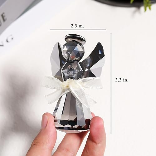 Miniatura 7 de YWHL Figuras de ángel guardián de cristal negro hechas a mano, regalos de ángel de cristal oscuro para mujeres, figuras de estatua de ángel