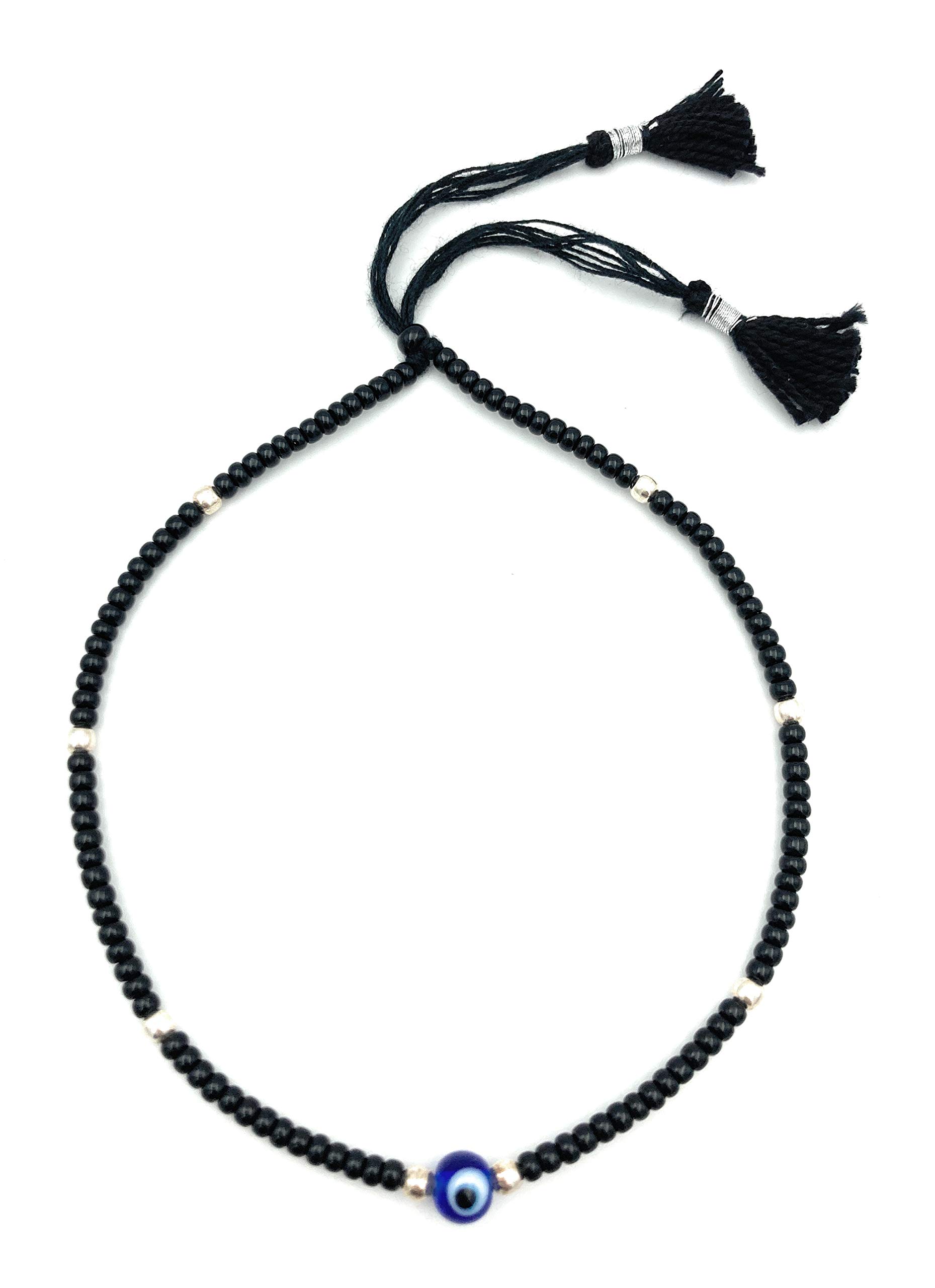 VRINDAM JEWELLERS Elegantly Designed 925 Sterling Silver Blue Evil Eye Nazariya Anklet For Girls and Women with Black Beads and 8 Silver Balls Adjustable Comfortable Light Weight (B08XW659MY) Amazon Price History, Amazon Price Tracker