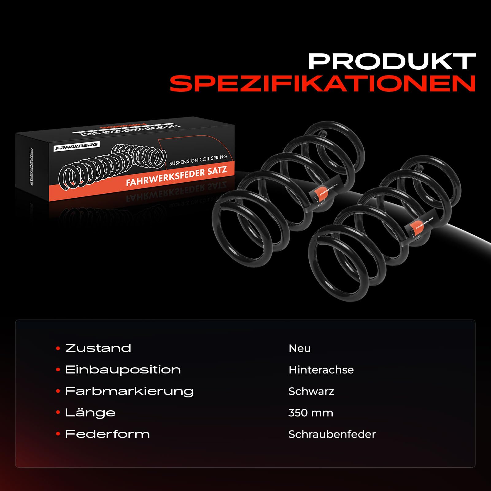 Frankberg 2x Federn Fahrwerksfeder Hinterachse 5Q0511121AD