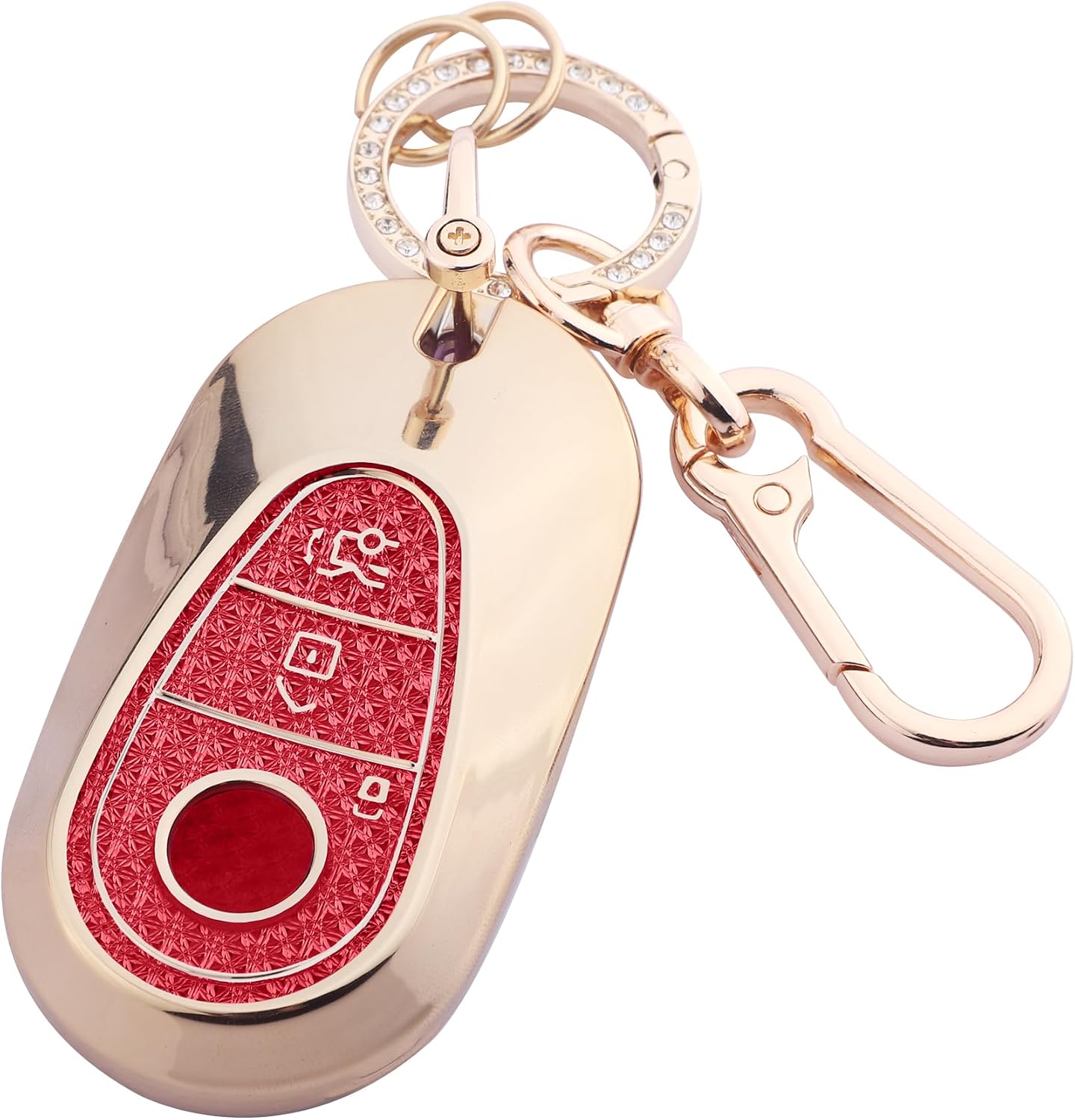 Cute Bling Key Fob Cover for Mercedes-Benz, Diamond Cut TPU Case with Keychain, Protective Shell