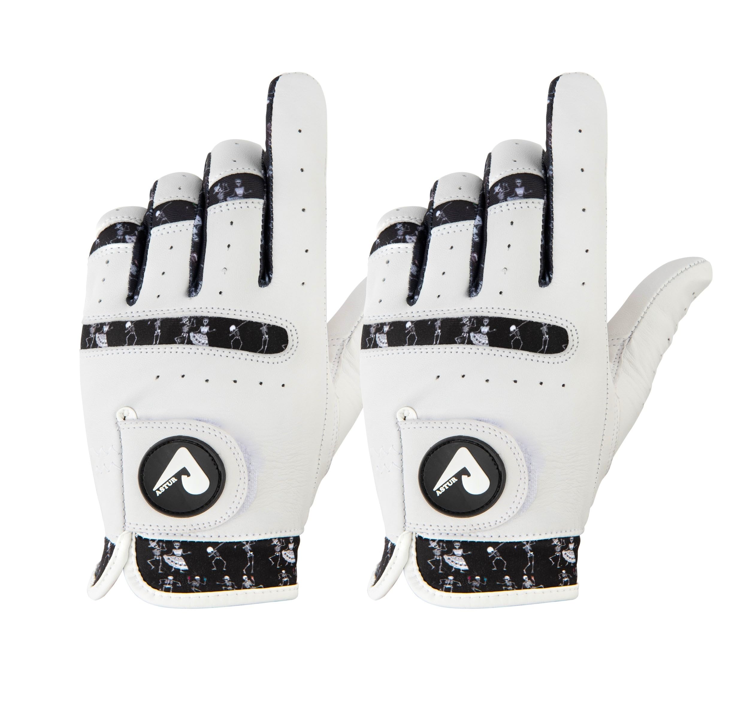 ASTUR Golf Gloves 2 Pack Cabretta Leather Golf Glove Men Left Hand Unique Wrist Design Print (Chill Mate, L) — image 1