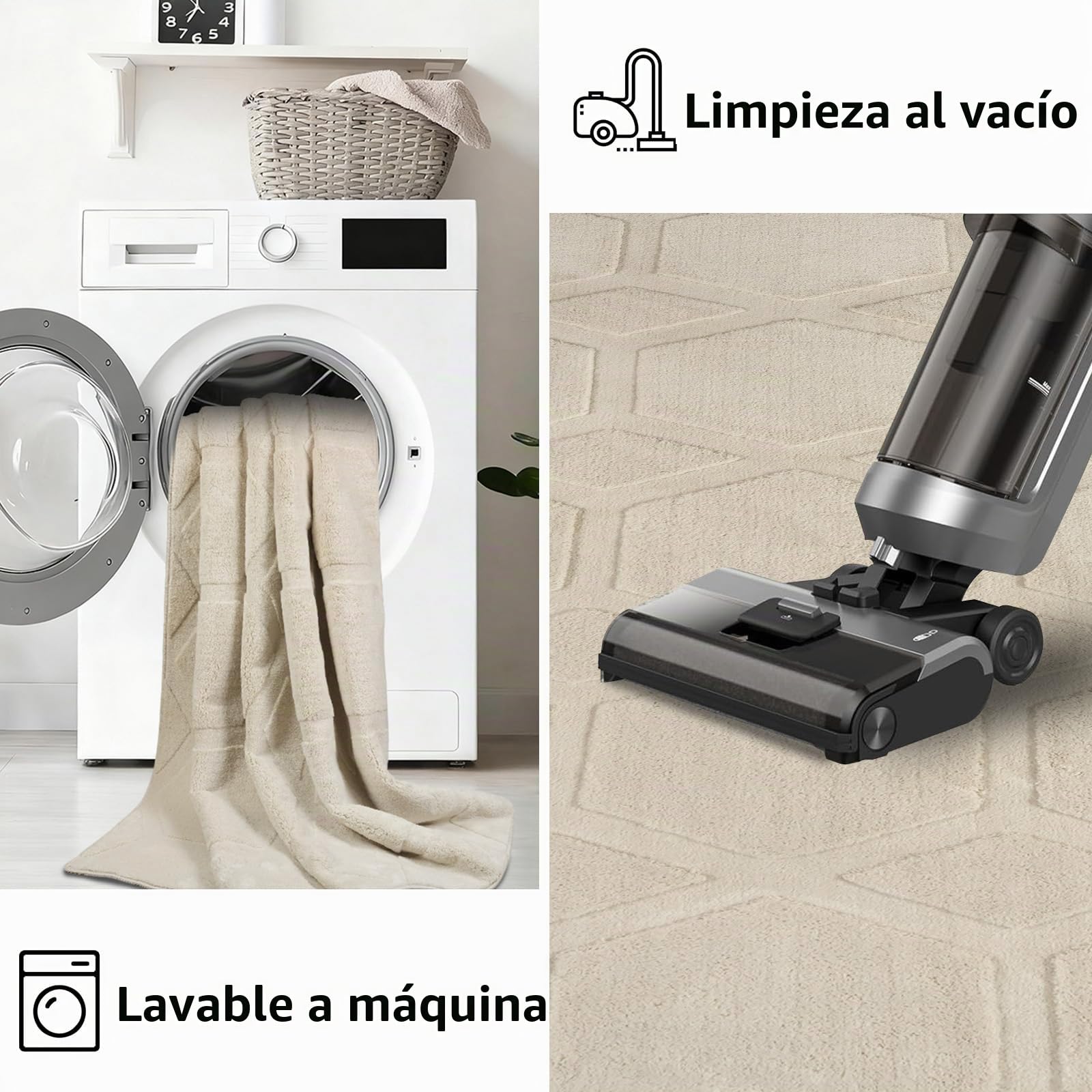 Homcomodar Alfombra Salon Grande 200x300cm Beige Alfombras Dormitorio Lavable Lavadora Alfombra Habitacion Comedor Tapetes para Sala Quarto 3D Efecto Modernas Antideslizante Alfombras Pelo Corto